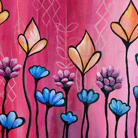 Tulip Flower Pink Original 8x10 Painting Wall Art - Picture 2 of 5